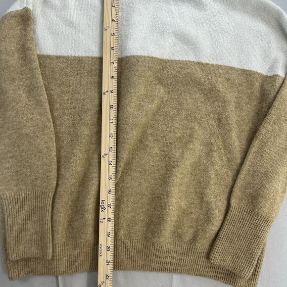 Vince Camuto Sweater Women's Small White Brown Color block Crewneck Preppy - Picture 6 of 7